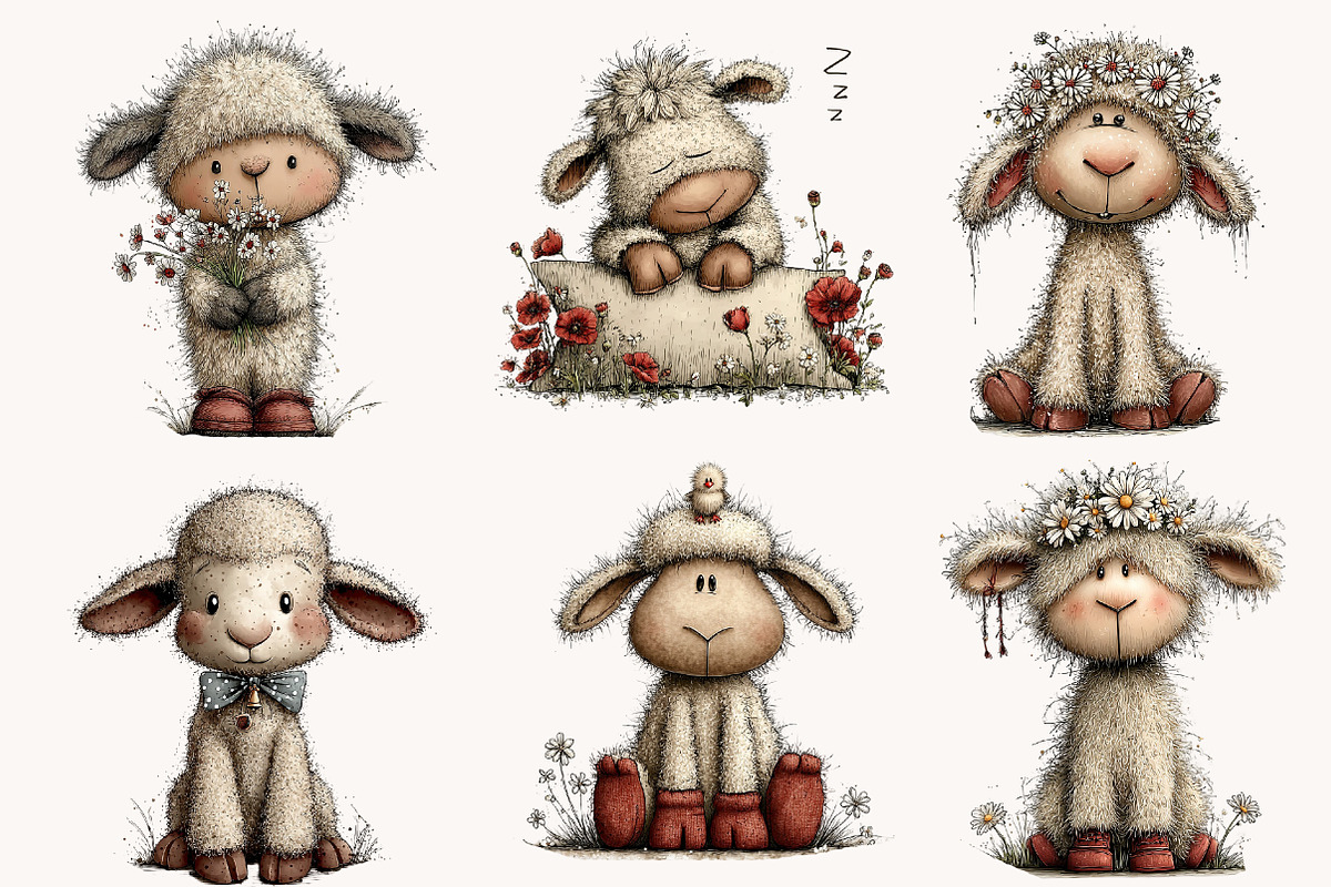 Whimsical Easter lamb clipart, an Illustration by Designworld (Photo 5 of 7)