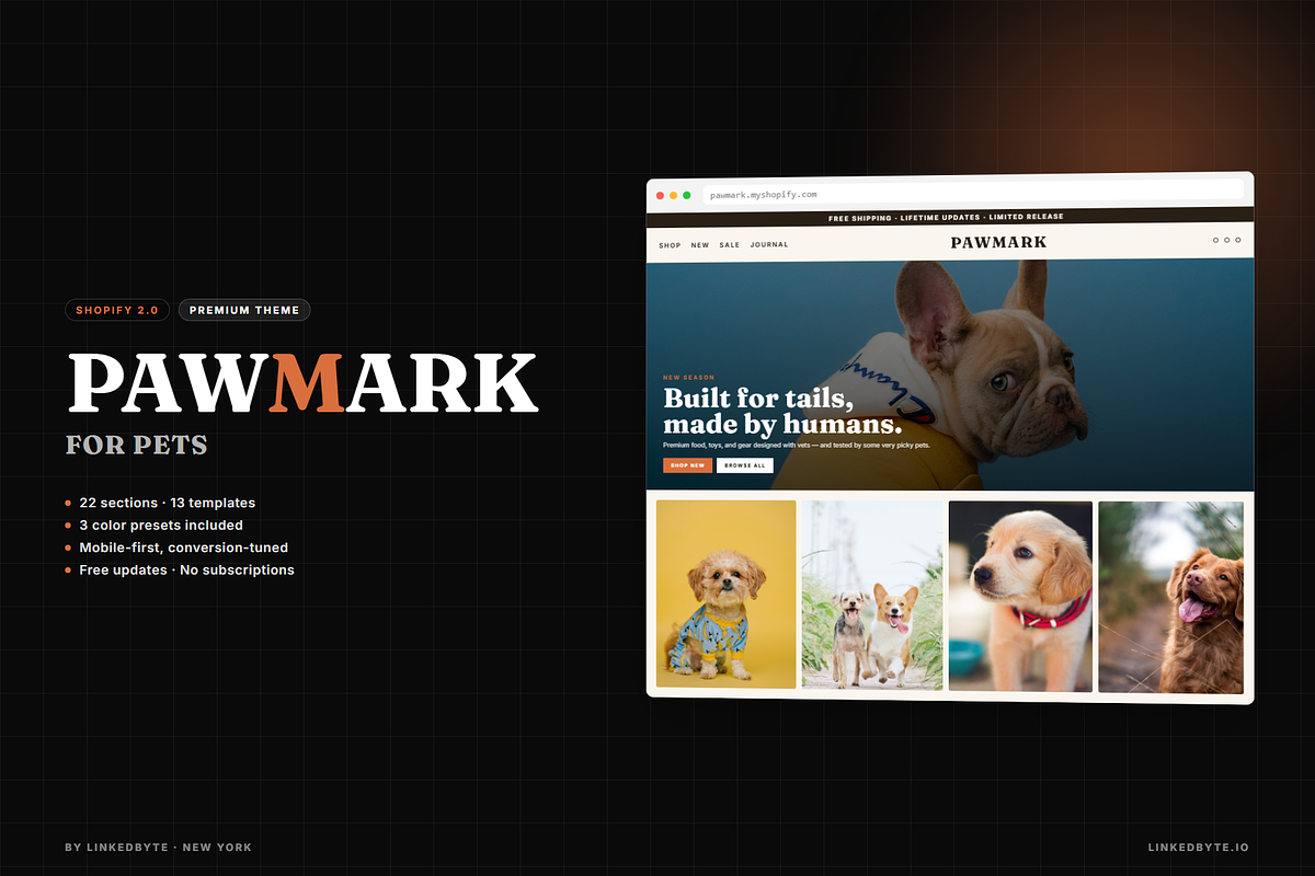 Pawmark Pets Shopify Theme, a Shopify Template by Ibnul Jaif Farabi (Photo 1 of 8)