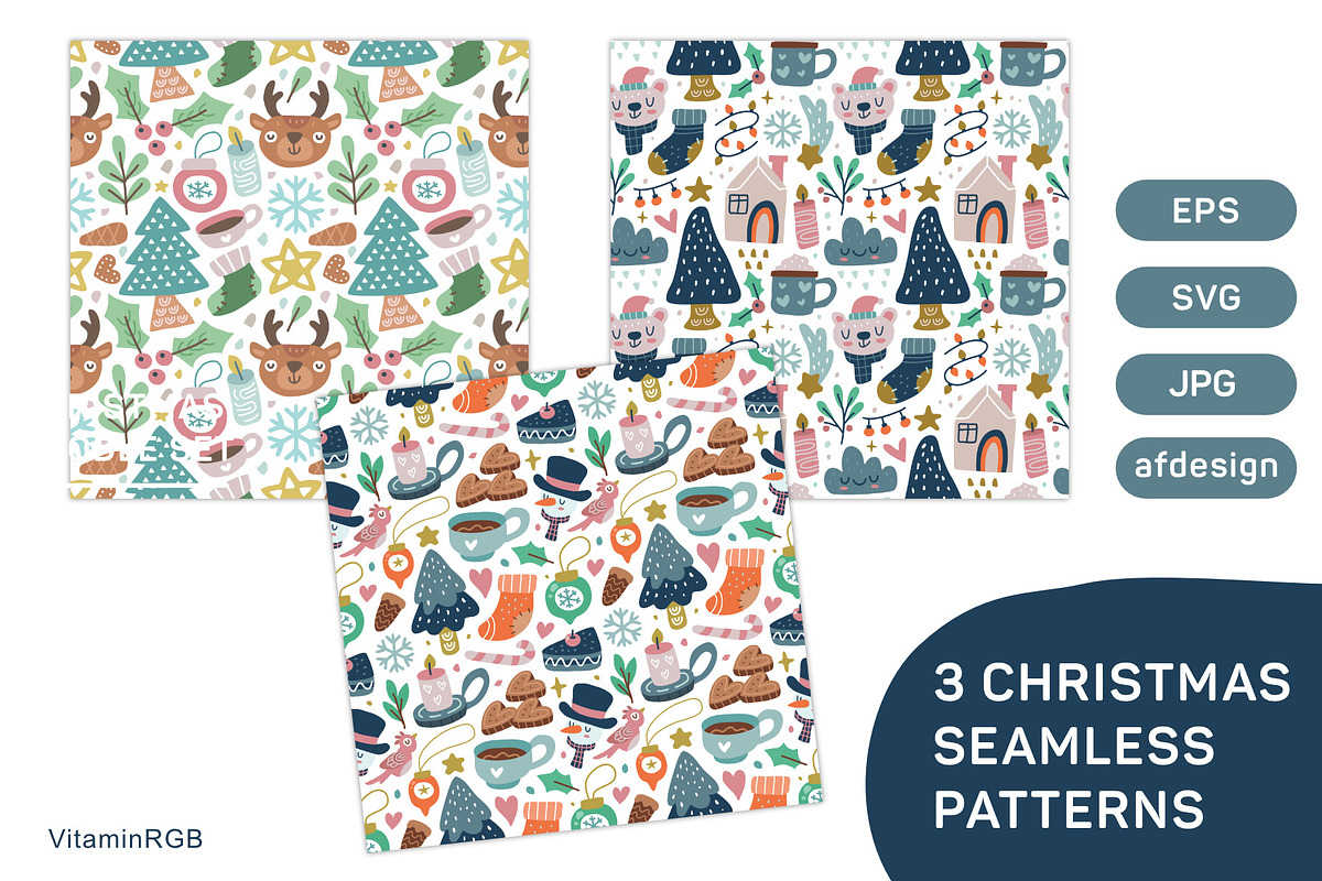 Christmas Seamless Pattern, a Pattern Graphic by VitaminRGB
