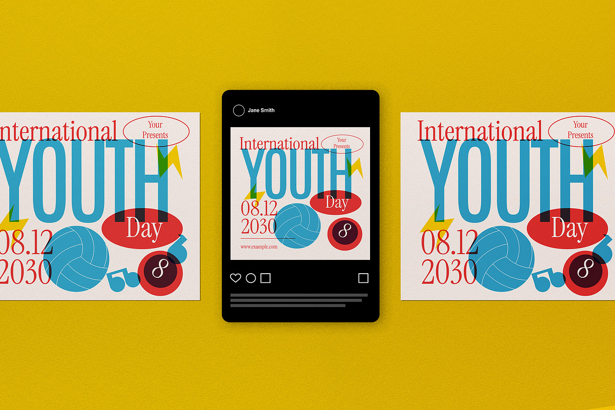 Colorful Risograph Youth Day Flyer, a Flyer Template by graphicook (Photo 3 of 4)