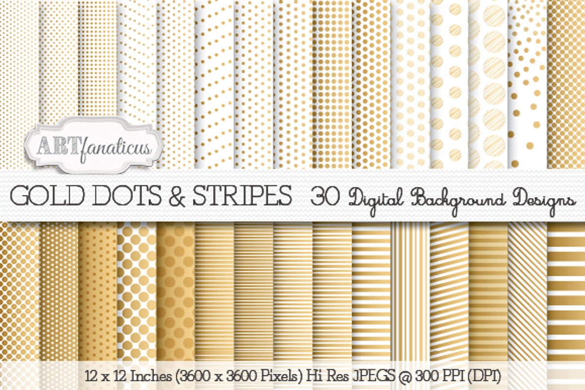 GOLD DOTS & STRIPES, a Pattern Graphic by Artfanaticus (Photo 1 of 3)