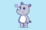 Cute Rhino Standing Cartoon, an Animal Illustration by Catalyst Labs (Thumbnail 1 of 3)