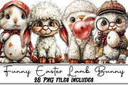 Funny Easter Lamb Bunny Clipart, an Illustration by DreamArtGraphic (Thumbnail 1 of 5)
