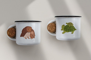 Cute Baby And Mother Animals Set