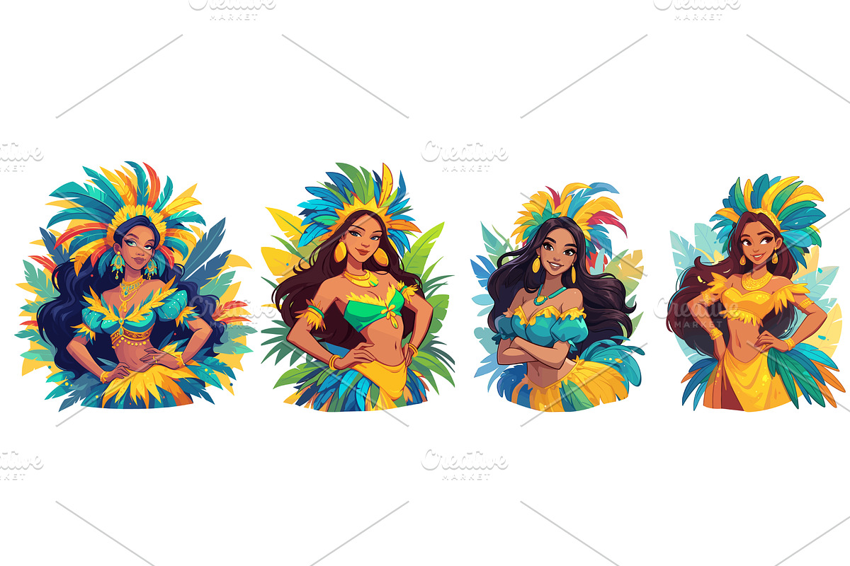 Brazilian carnival dancers. Cartoon, an Object Illustration by Stock-Smart-Start