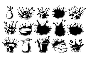Ink splashes black milk or water, an Object Illustration by Stock-Smart-Start