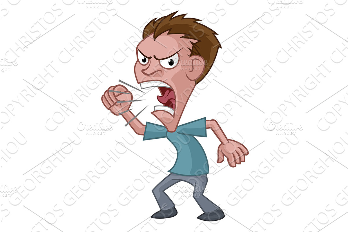 Angry Stressed Man or Bully Cartoon, a Person Illustration by Christos Georghiou