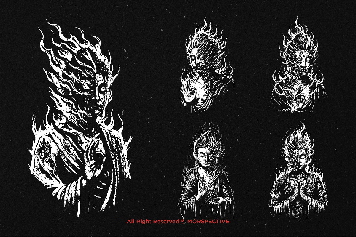 10 Bundle Dark Art Buddha Burning, an Illustration by Morspective (Photo 5 of 7)