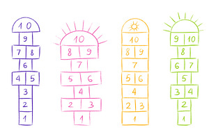 Hopscotch game templates in colorful, a Sport Illustration by YuliiaOsadcha