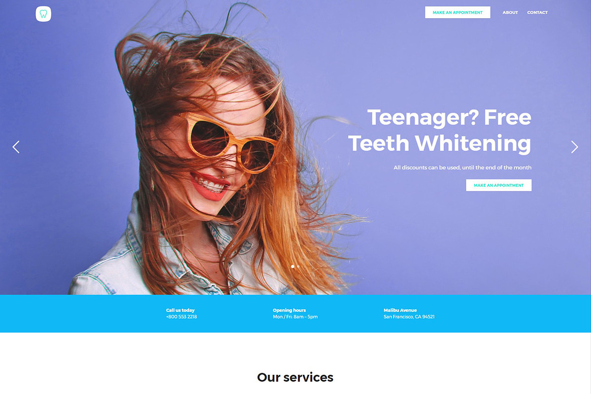 dental, a HTML Template by onepage
