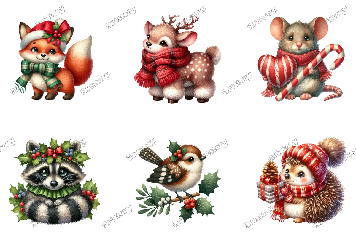 Sweet Christmas Woodland Animals, an Illustration by designcity5 (Photo 3 of 5)
