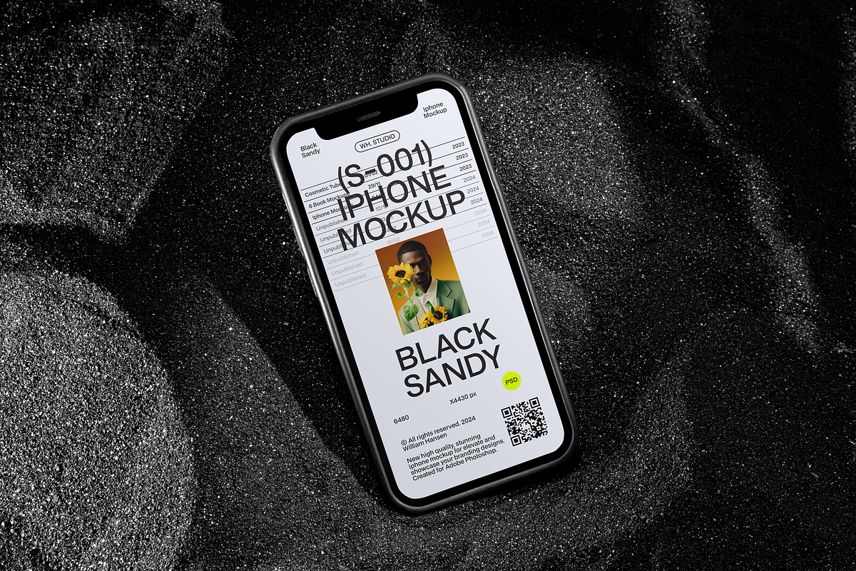 Black Sandy Iphone Mockup, an iPhone Mockup by William Hansen (Photo 1 of 5)