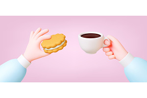 Coffee Breakfast 3d Concept