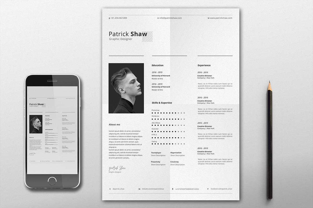 Patrick Resume Template, a Resume Template by Nina Shaw (Photo 2 of 12)