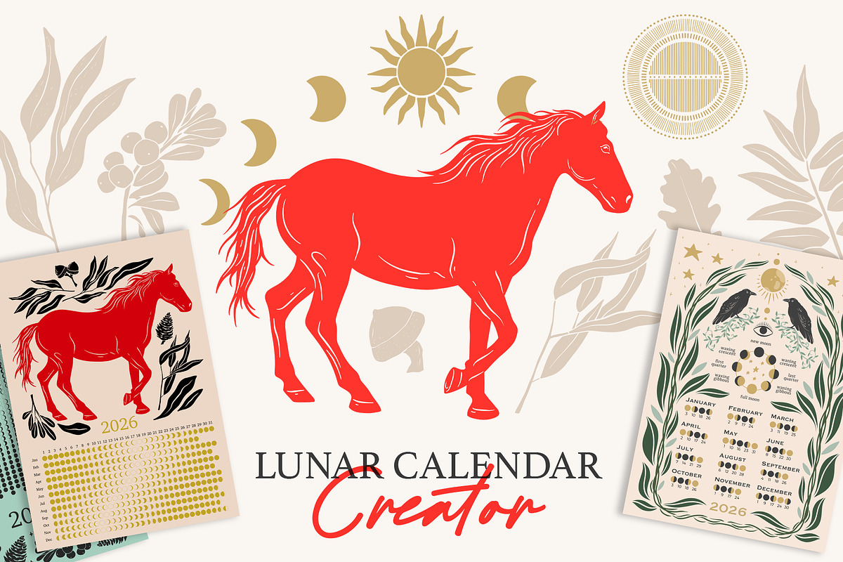 2026 Lunar Calendar Creator, an Object Graphic by Alina Sh (Photo 1 of 16)