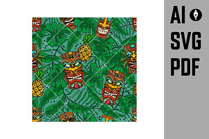 Seamless Pattern With Tiki Idols