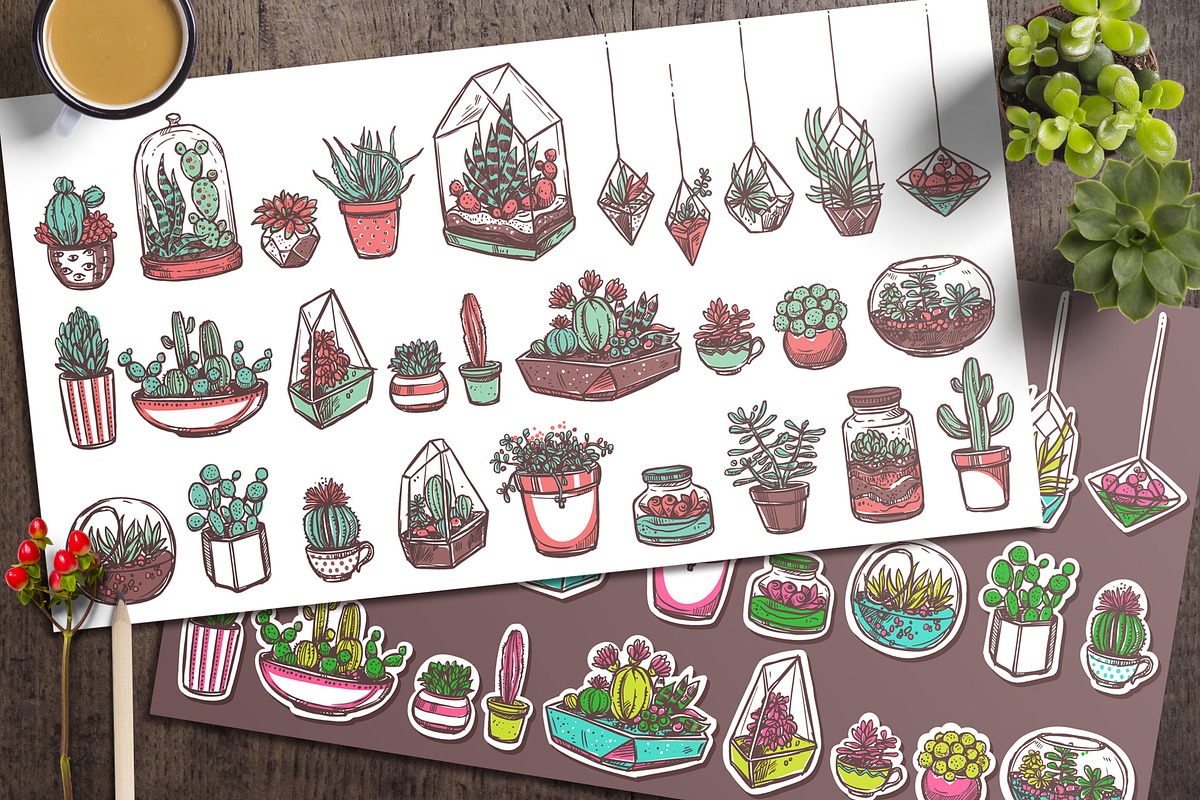 Cacti and Succulents Cute Doodle, an Illustration by alexrockheart (Photo 2 of 9)