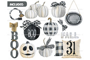 Watercolor buffalo plaid halloween, a Seasonal Illustration by ArtfulStudio (Thumbnail 2 of 8)