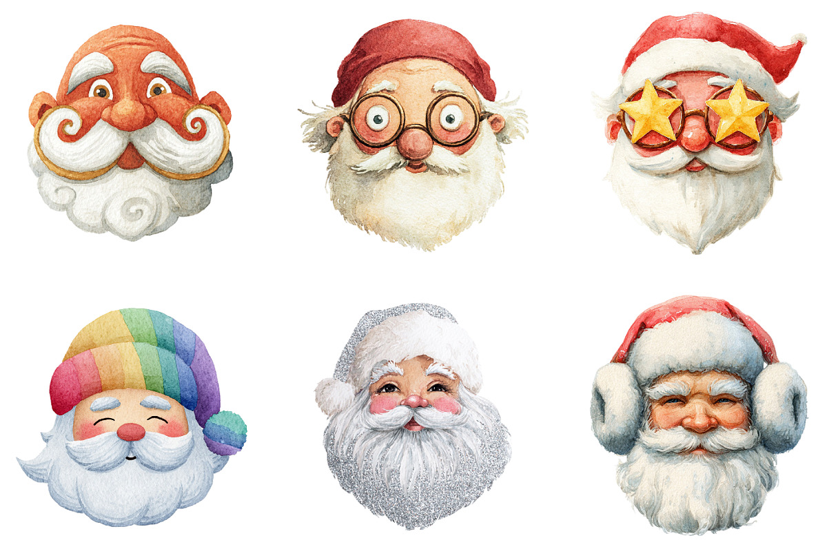 Quirky Santa Claus Head Clipart, an Illustration by DreamArtGraphic (Photo 4 of 4)
