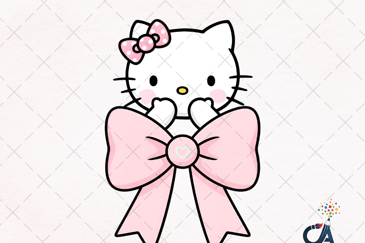 Hello Kitty With Pink Bow Png, an Illustration by Creative Art (Photo 1 of 6)