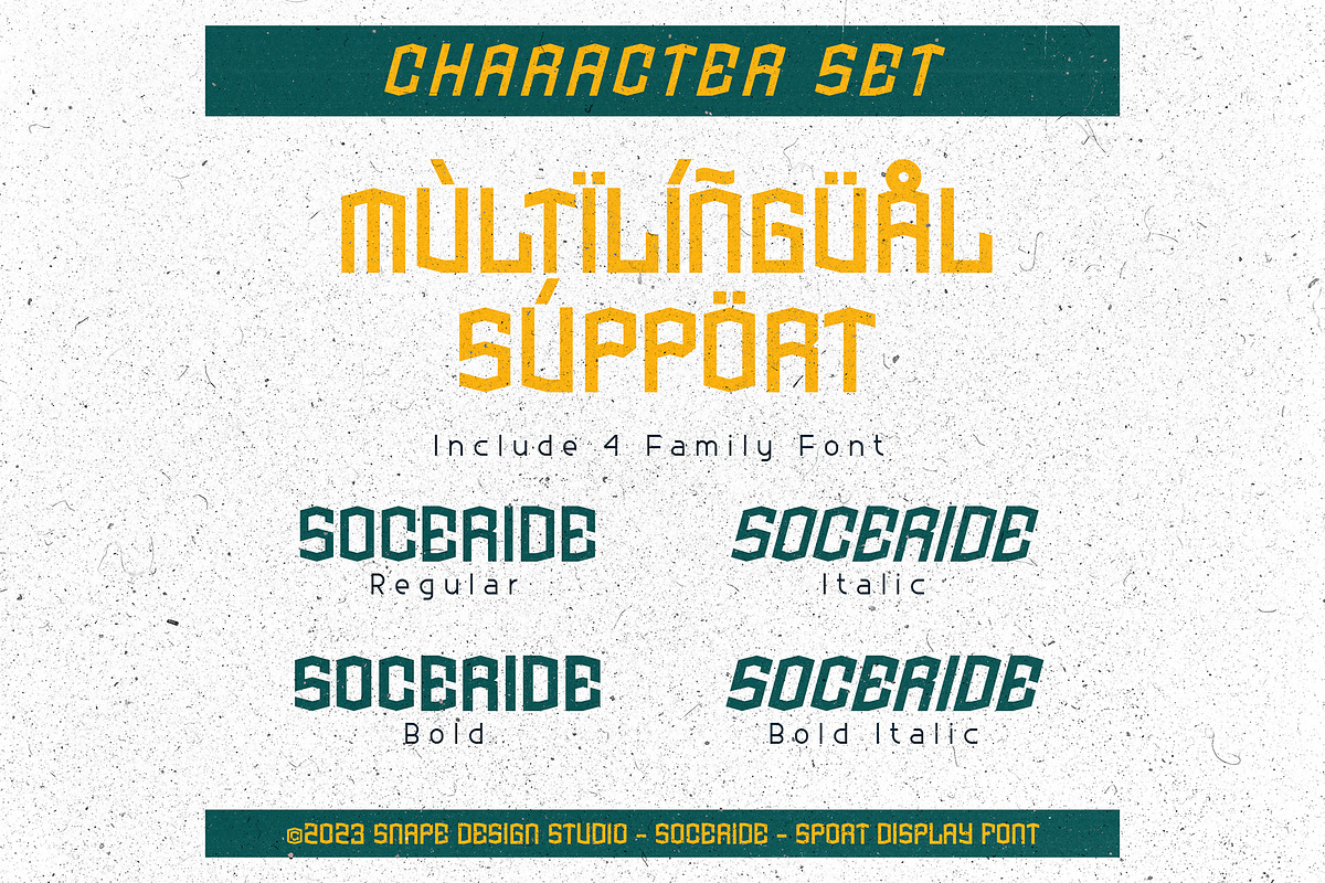 Soceride - Sport Font, a Sans Serif Font by Snape Design Studio (Photo 3 of 5)