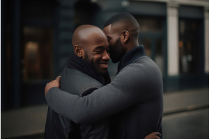 Black Homosexual Couple Hug