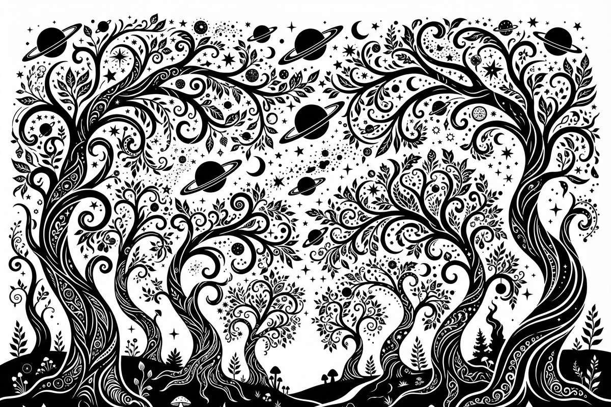 50 Mystical Galaxy Forest Silhouette, a Technology Illustration by Amazin_art (Photo 40 of 41)
