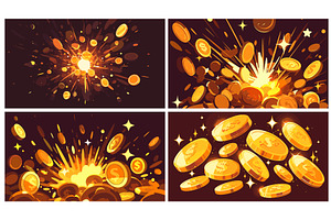 Coin explosion. Shiny gold flying, an Object Illustration by Stock-Smart-Start