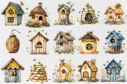 Bee House Clipart Bundle, a Work Illustration by Rose Art (Thumbnail 3 of 4)