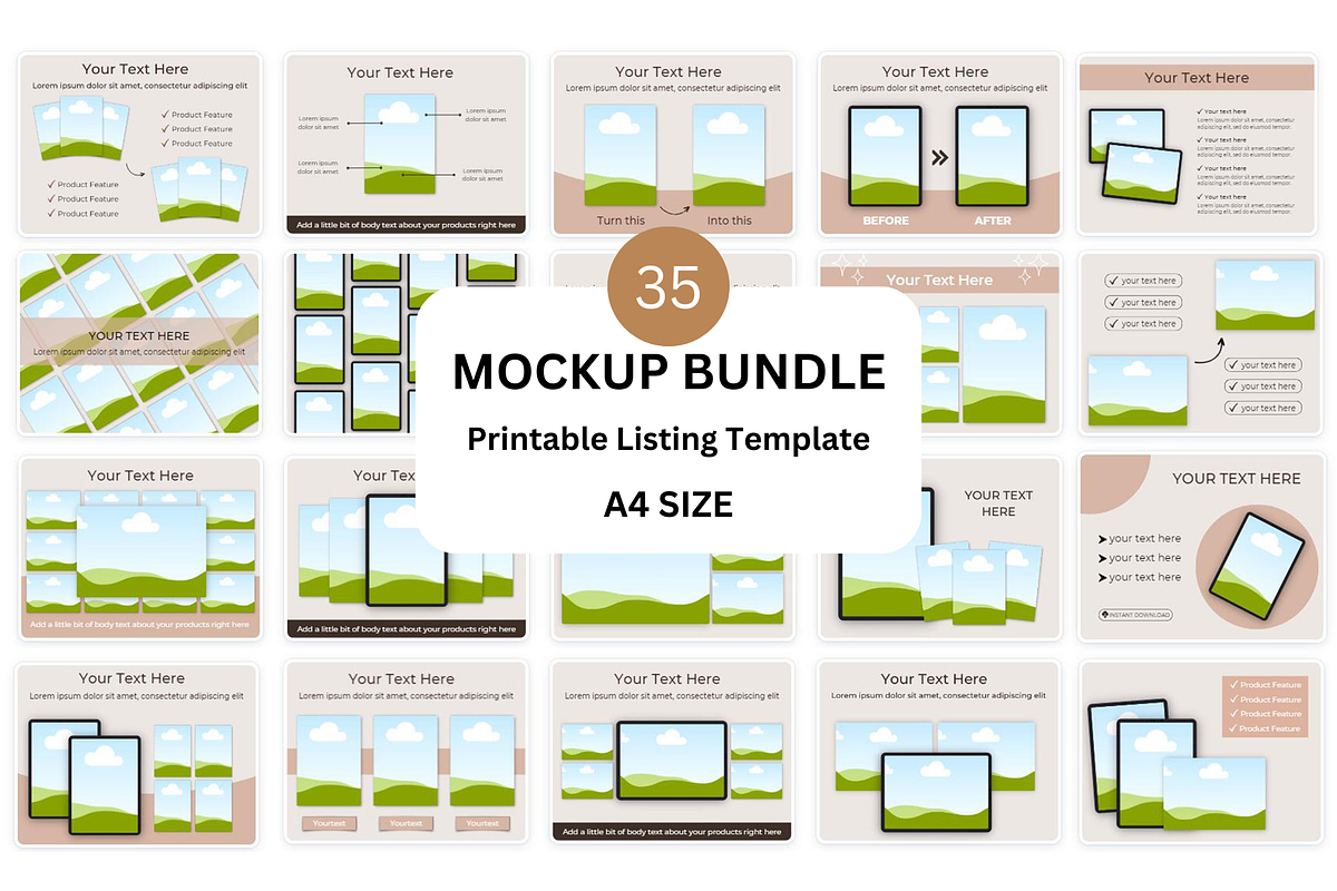 Printable Mockup Listing Template A4, a Books & Magazine Mockup by NoemieDesigns (Photo 1 of 5)