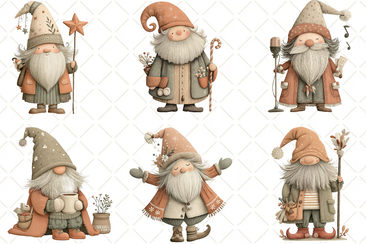 Whimsical Christmas Gnome Clipart, an Illustration by Black Bird Studio (Photo 3 of 6)
