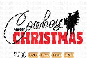 Cowboy Christmas SVG Cut File Print