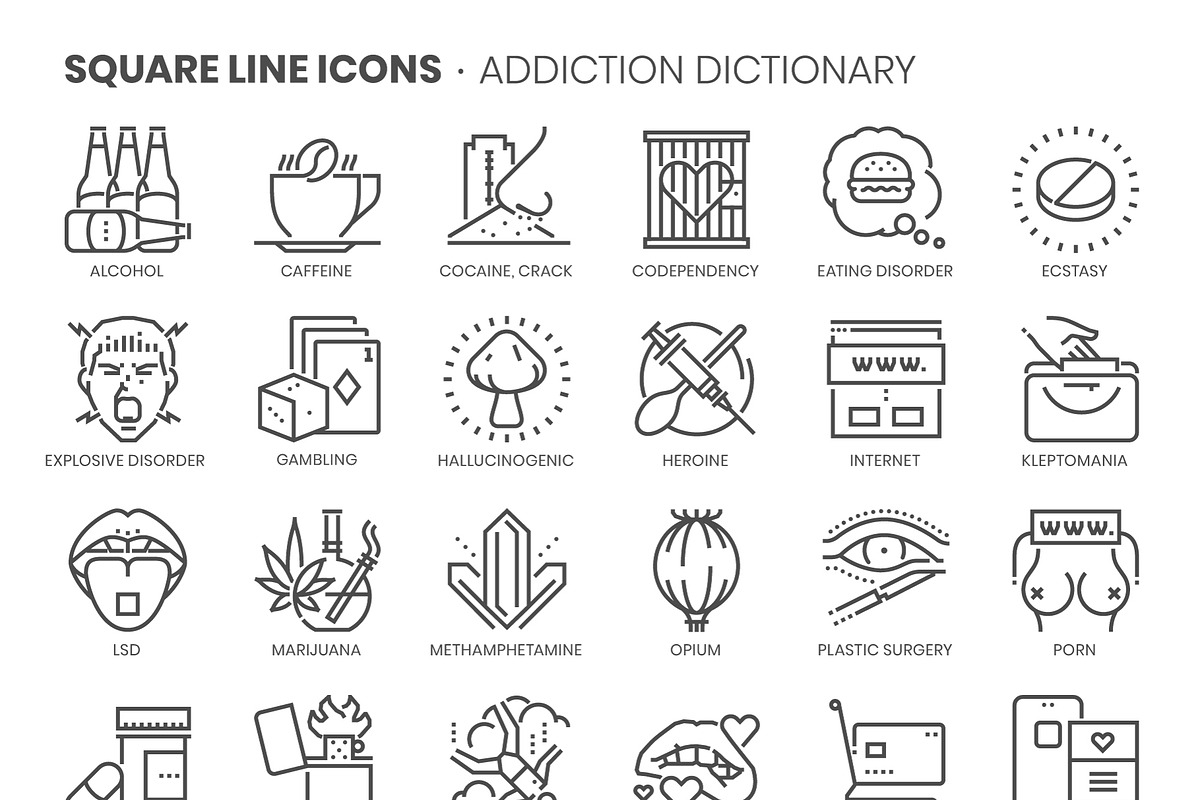 Square line icons, an Outline Icon by Howcolour (Photo 84 of 85)