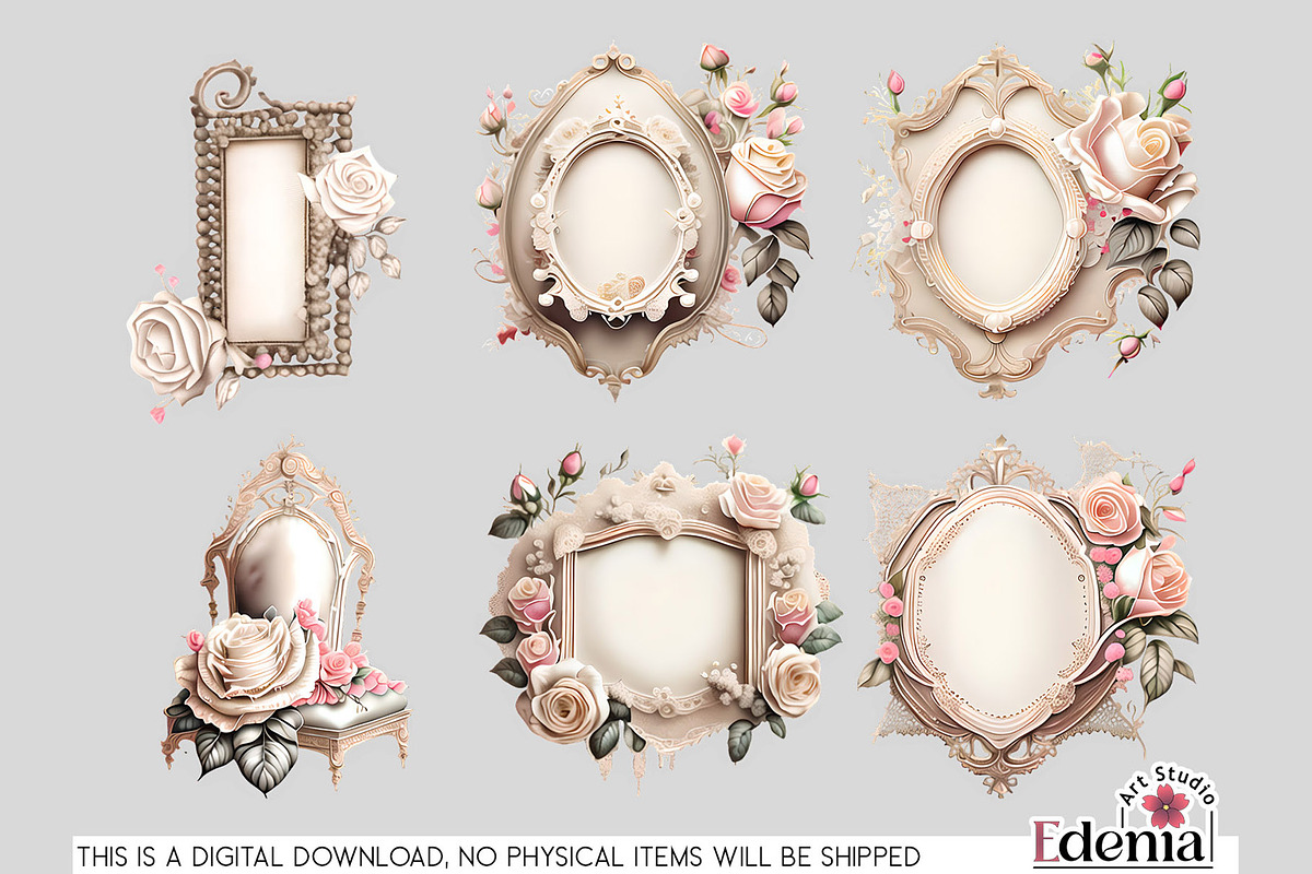 Vintage Romantic Clipart Bundle, a Decorative Illustration by EdeniaArtStudio (Photo 3 of 13)