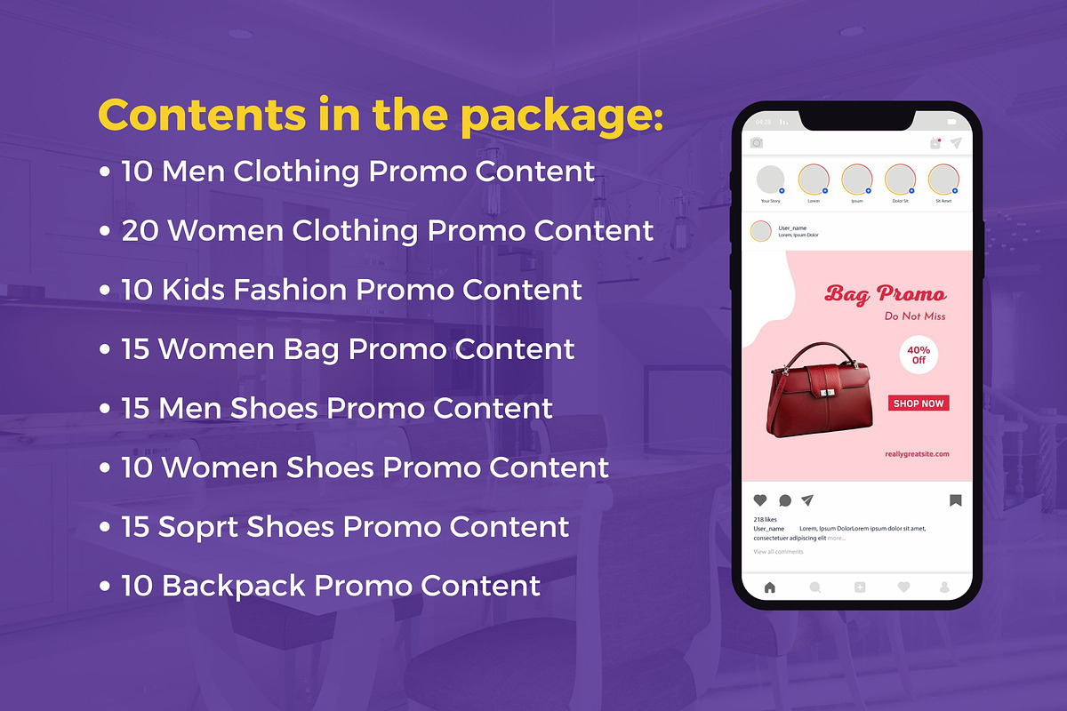 Fashion Sale Content Instagram Posts, a Social Media Template by emcrea (Photo 3 of 9)