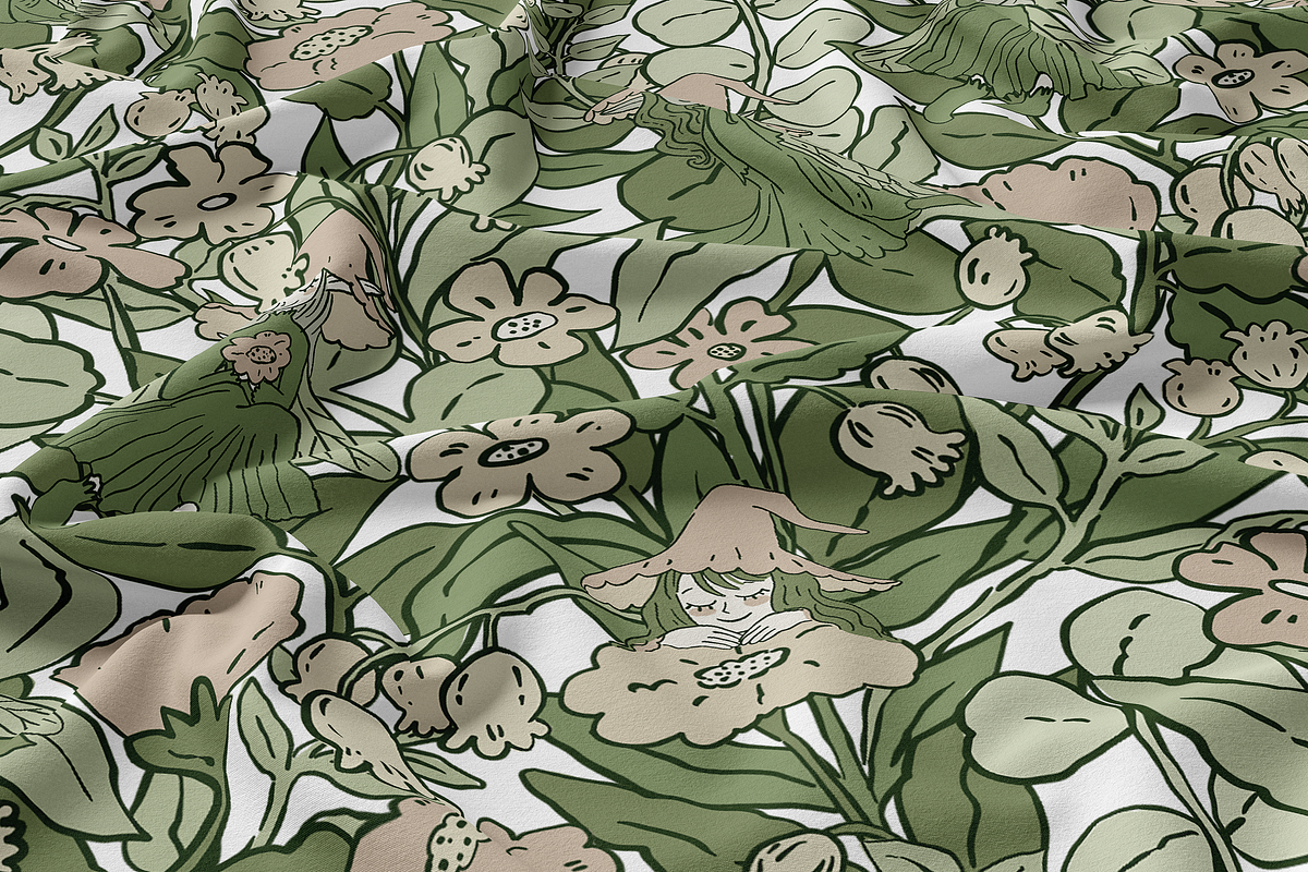 Green Camouflage Fairies Pattern, a Pattern Graphic by Lady Bruniere Design (Photo 8 of 14)