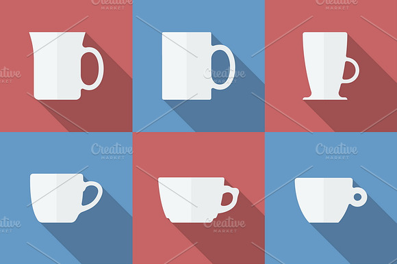 Icon Set Of Cups. Flat Style
