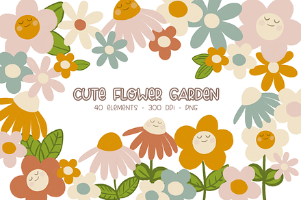 Kids Flowers Kawaii Spring Florals, a Graphic by Murphy & Frank