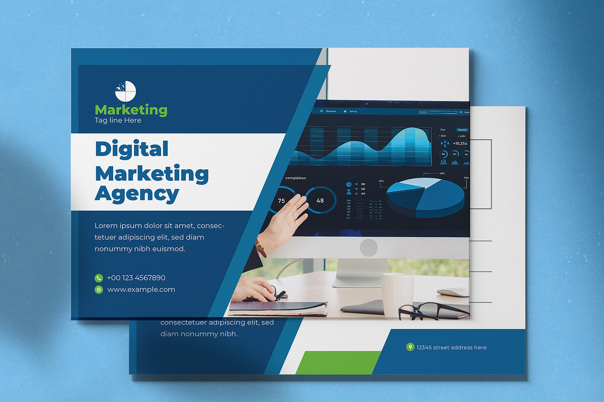 Digital Marketing Agency Post Card, a Card Template by MightyDesign (Photo 3 of 8)