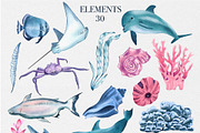 Watercolor Underwater Life Clipart, an Object Illustration by DiashaArt (Thumbnail 8 of 9)