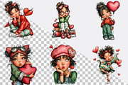 Quirky Valentine Girl Clipart Bundl, an Illustration by SVGArt (Thumbnail 7 of 8)