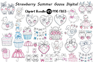 Strawberry Summer Goose Digital, an Illustration by Digital Artistic99