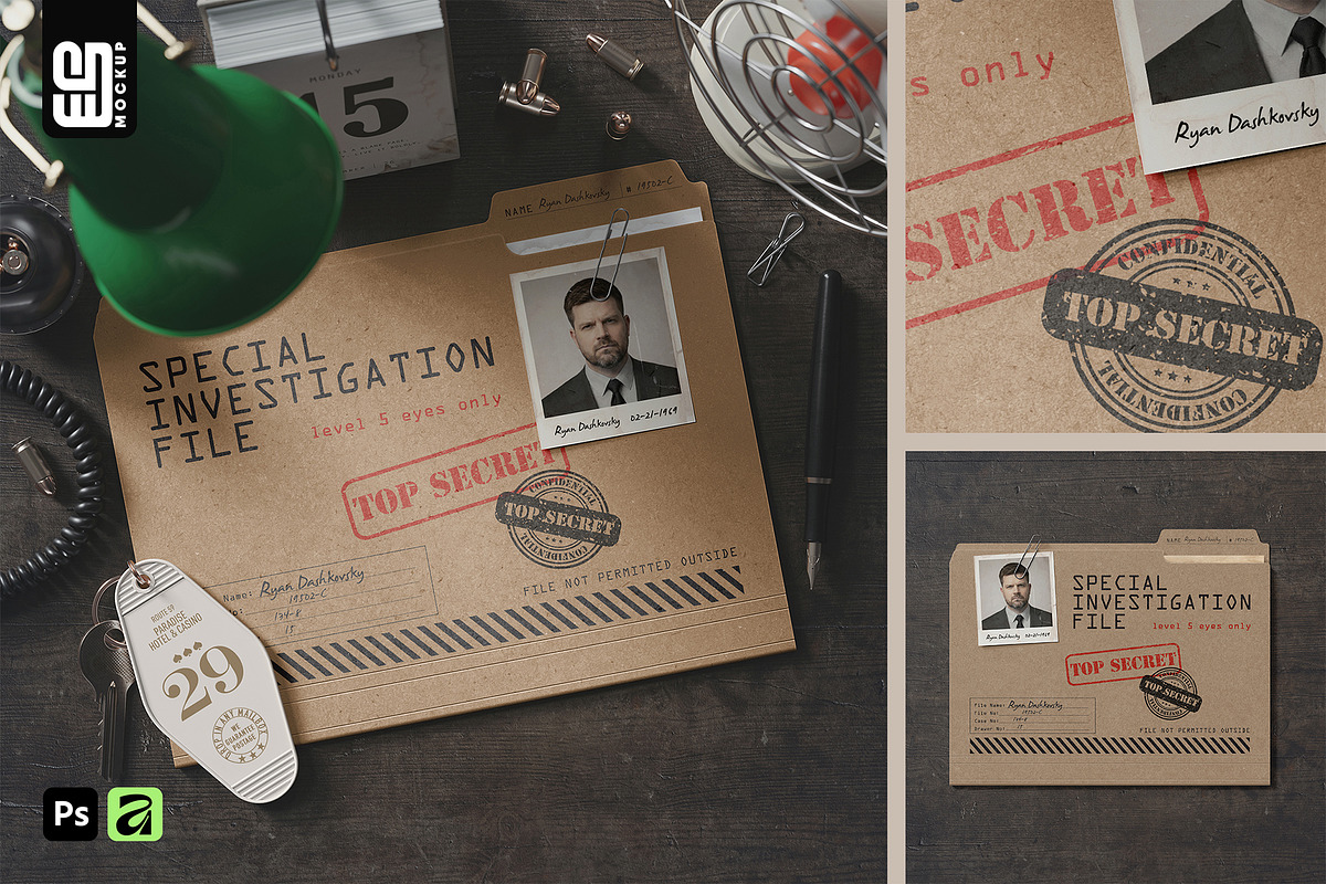 Top Secret File Folder Mockup, an Advertising Mockup by SD Mockup (Photo 1 of 4)