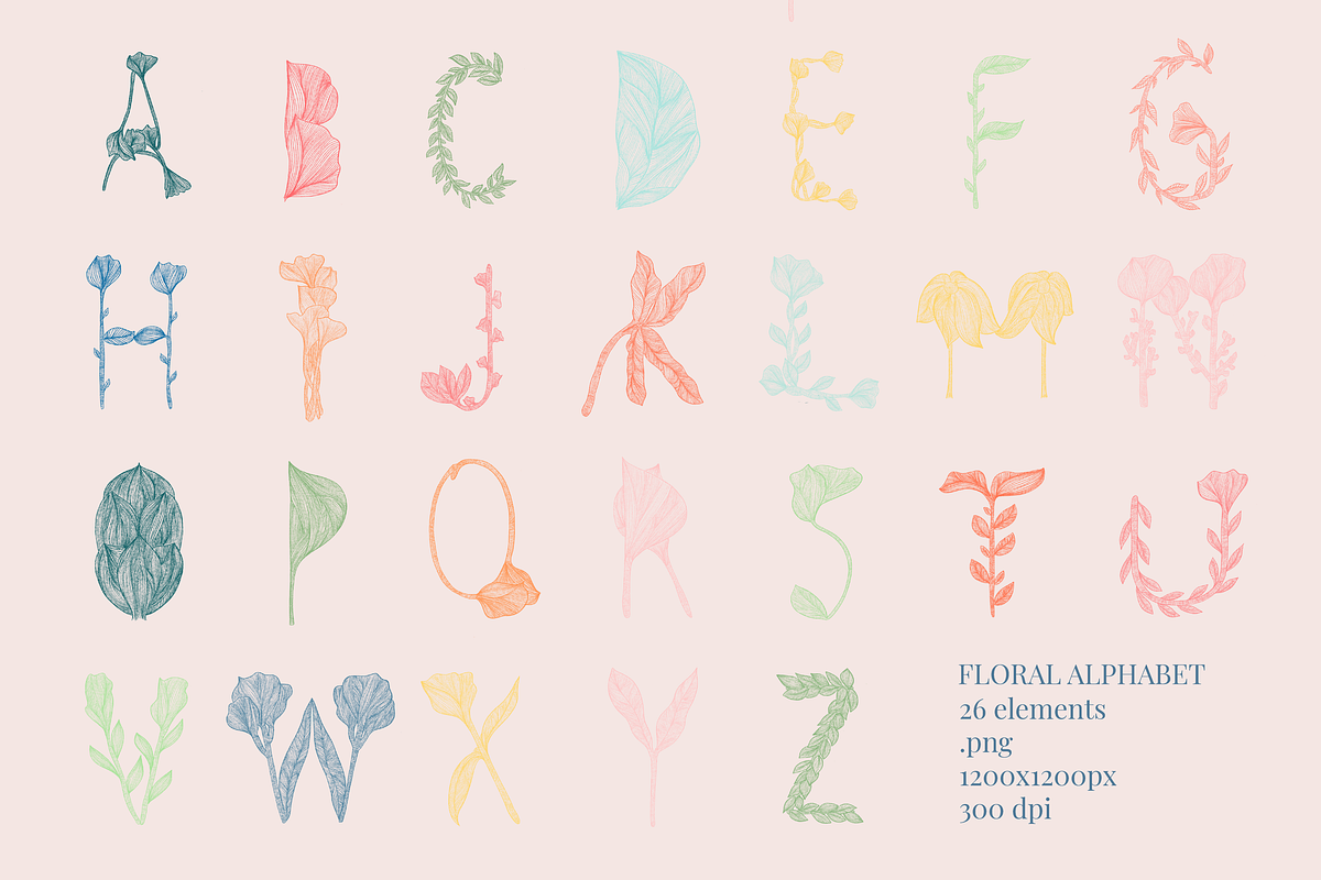Floral Letters - Hand Made Letters, an Object Graphic by Tiendita de dani (Photo 2 of 5)