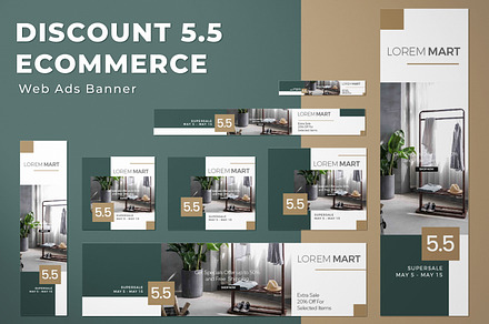 Discount 5.5 Ecommerce Web Ads, a Poster Template by SlideFactory