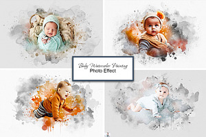 Baby Watercolor Painting Effect