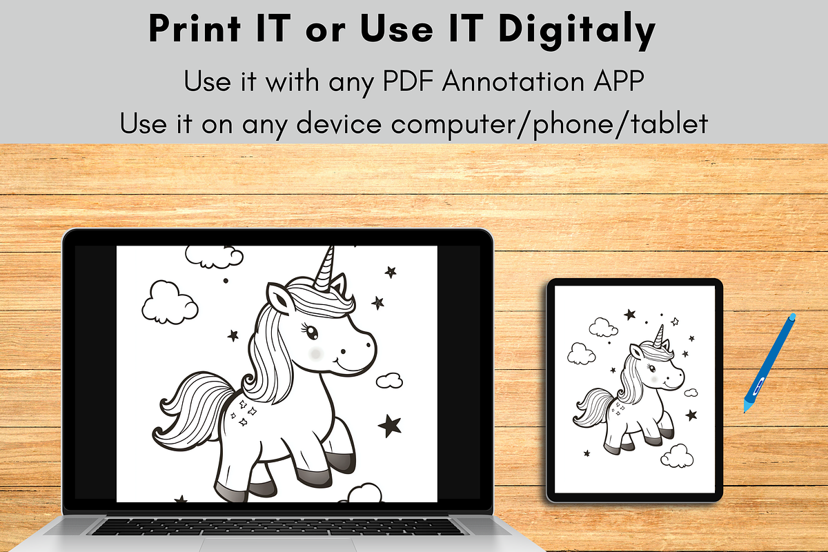 Cute Unicorn Coloring Book for Kids, an Animal Illustration by LA Design (Photo 8 of 8)