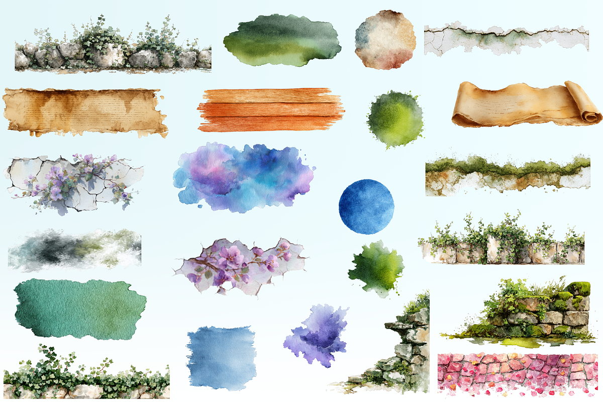 Weathered Textures Watercolor Set, a Texture Graphic by Loony Dream Designs (Photo 6 of 9)