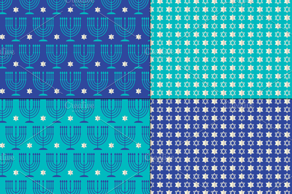 Silver Blue Hanukkah Patterns preview 4