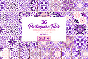 Purple Portuguese Azulejo Tiles Set4, a Pattern Graphic by ilonitta (Thumbnail 1 of 10)